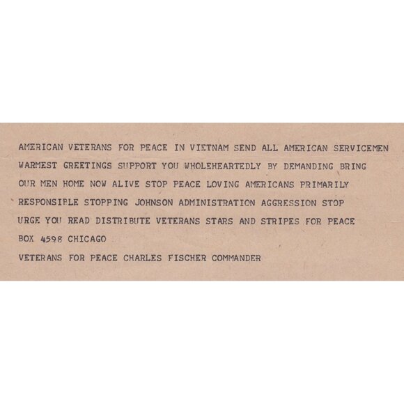 1968 Vietnam War Anti-War Telegram Veteran for Peace Charles Fischer Tokyo Japan - Picture 4 of 6